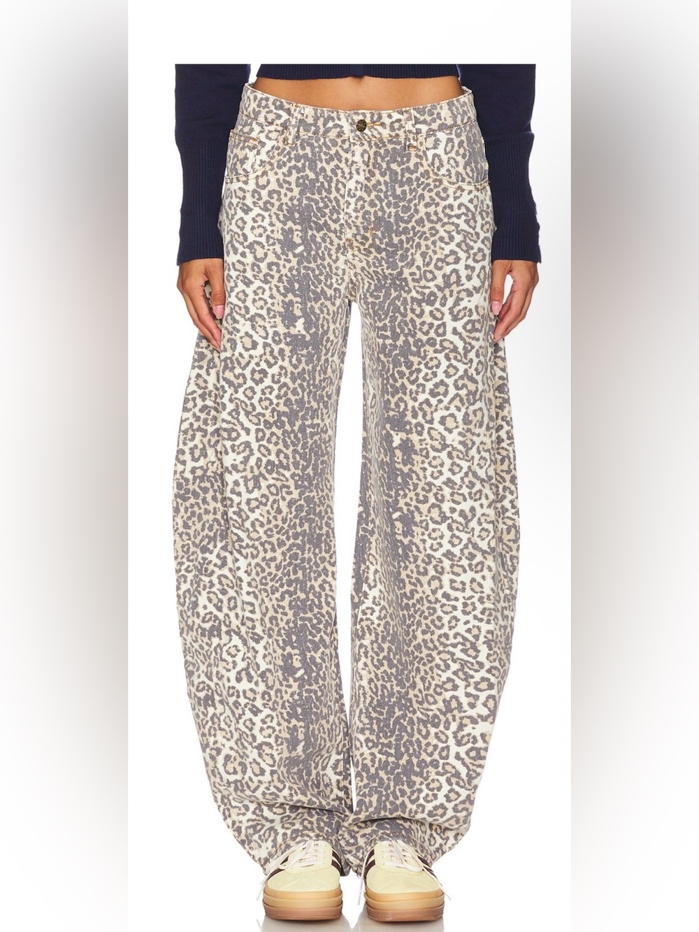 Lioness Leopard Print Baggy Jeans